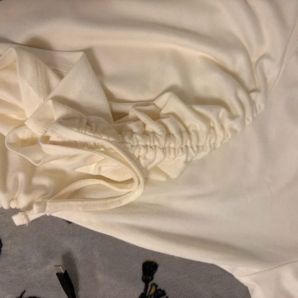 George Cream Ribbed Short Sleeve Tee - Picture 2 of 3